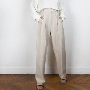 NWT The Frankie Shop - Pleated Linen Blend Trousers - Sz Small